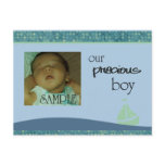New Baby Boy, Photo Sailboat frame announcement Postcard