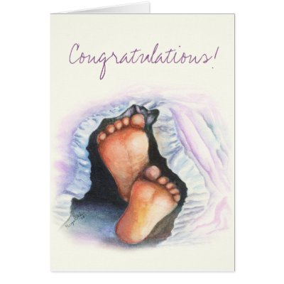 An adorable image of newborn baby feet from an original watercolor painting 