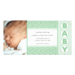 New Baby Country Damask Green Photo Cards