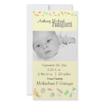 New Baby Customizable Yellow Photo Card