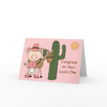 New Baby Girl and Pony Congratulations - Western Card