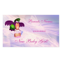 New Baby Girl Announcement business cards by elenaind New Baby Girl Announcement business cards
