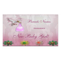 New Baby Girl Announcement business cards by elenaind New Baby Girl Announcement business cards