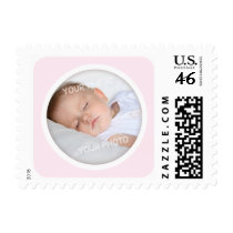 New baby girl announcement photo frame postage