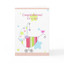 New baby girl buggy greeting card