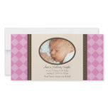 New Baby Girl Decor Plaid Baby Birth Photo Card