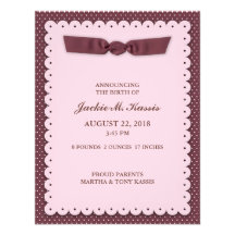 New Baby Girl Flat Announcement Card