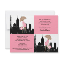 New Baby Girl In The City Baby Shower Invitation