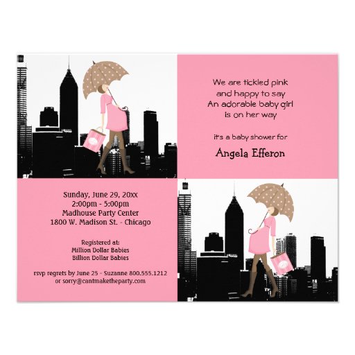 New Baby Girl In The City Baby Shower Invitation