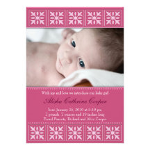 New Baby Girl Photo Flat Card Announcement
