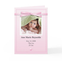 New Baby Girl Photo Pink Announcement Card