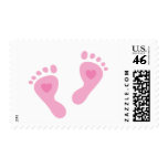 New baby girl pink feet postage stamp
