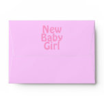 New Baby Girl. Pretty Pink. Custom Envelope