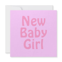 New Baby Girl. Pretty Pink. Custom Announcements