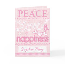 New Baby girl stitched card