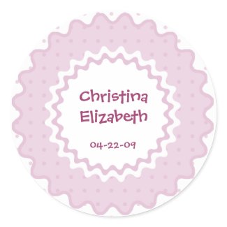 New Baby Name, Date of Birth Sticker - Pink sticker