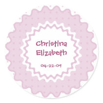 New Baby Name, Date of Birth Sticker - Pink