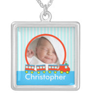 New Baby Photo Necklace Cute Boy Red Toy Train necklace