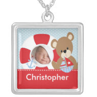 New Baby Photo Necklace Cute Boy Sailor Bear necklace