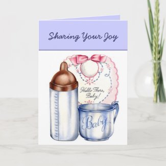 New Baby sharing your joy retro vintage card