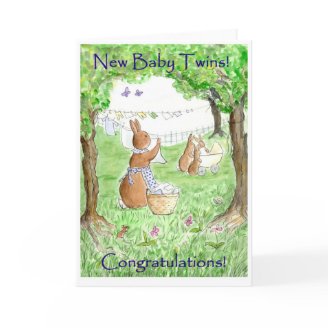 New Baby Twins Congratulations Card