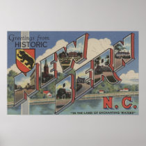 New Bern, North Carolina - Large Letter Scenes Poster