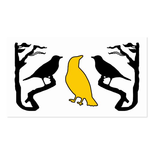 New Birds Silhouette Black Yellow Business Cards (back side)