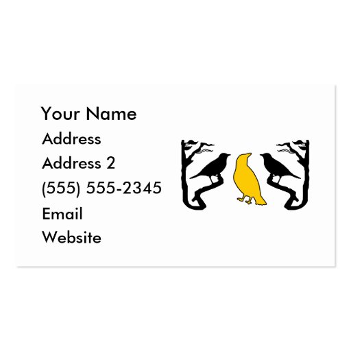 New Birds Silhouette Black Yellow Business Cards (front side)