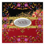 New Black Red Birthday Party Flower Frame Personalized Invitations