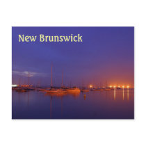 New Brunswick sailboats in marina at dusk postcard