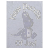 New bundle of joy with blue dino blue background personalized letterhead