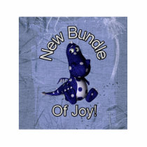 New bundle of joy with blue dino blue background photo cutouts