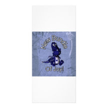 New bundle of joy with blue dino blue background rack card design