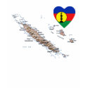 New Caledonia Flag Heart and Map T-Shirt