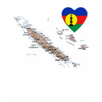New Caledonia Flag Heart and Map T-Shirt