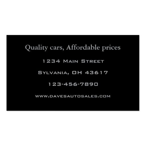 New Car Business Card Template (back side)