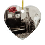 New car for Christmas! Funny old photo late 1920s Christmas Ornament