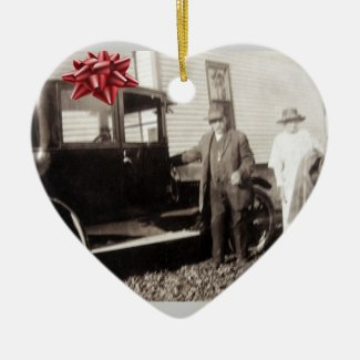 New car for Christmas! Funny old photo late 1920s Christmas Ornament