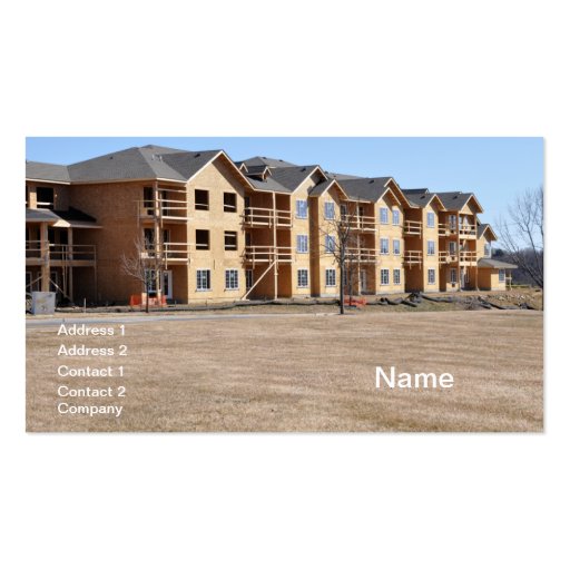 new condominium building under construction business card template (front side)