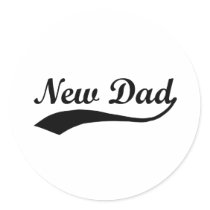 New Dad Round Stickers