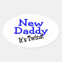New Daddy of Twins Oval Stickers