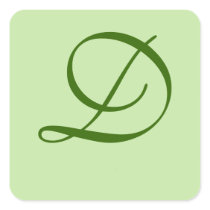 New Day Gardens Monogram Letter Seal- Green Square Stickers