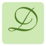 New Day Gardens Monogram Letter Seal- Green Square Stickers