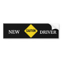 NEW DRIVER WARNING bumper stickers