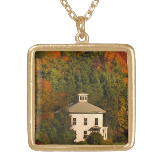 New England Autumn House with Cupola Necklace