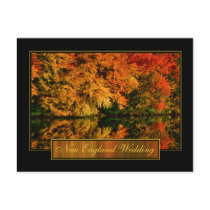 New England Autumn Wedding Invitation postcards