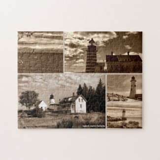 New England Lighthouse Sepia Puzzle