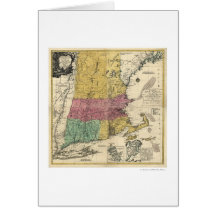 New England Map - 1777 Greeting Card