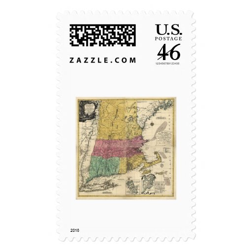 New England Map - 1777 Stamp