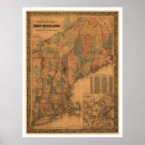 New England Railroad Map 1861 Print